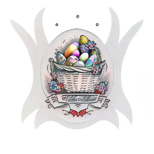 giant Easter basket back piece tattoo design idea