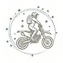 a motocross driver doing a wheelie in the stars shaping a constellation  tattoo design idea