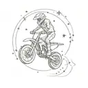 a motocross driver doing a wheelie in the stars shaping a constellation  tattoo design idea