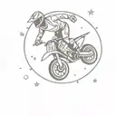 a motocross driver doing a wheelie in the stars shaping a constellation  tattoo design idea