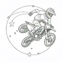 a motocross driver doing a wheelie in the stars shaping a constellation  tattoo design idea