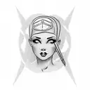 pinup brunette nurse tattoo design idea