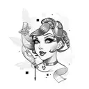 pinup brunette nurse tattoo design idea