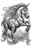 horse, alternative, elephant, moon tattoo design idea