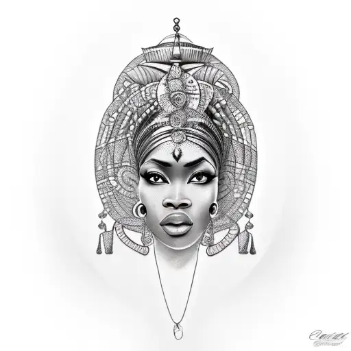 beautiful African queen tattoo design idea