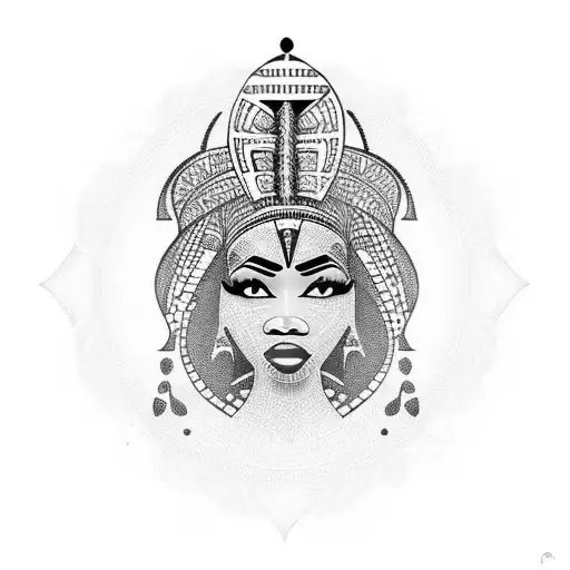 beautiful African queen tattoo design idea