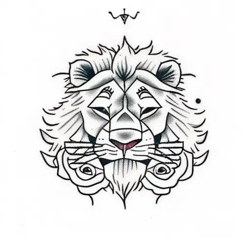 Lion King with roses tattoo design idea