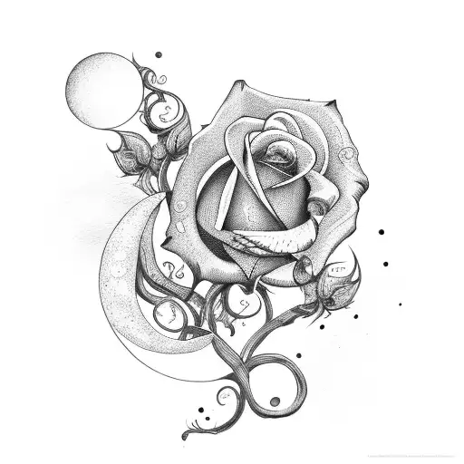 delicate vine with hidden moon and rose tattoo design idea
