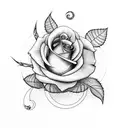 delicate vine with hidden moon and rose tattoo design idea