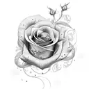 delicate vine with hidden moon and rose tattoo design idea