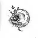 delicate vine with hidden moon and rose tattoo design idea
