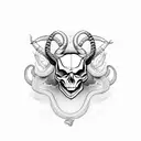 skull goat whit snake tattoo design idea