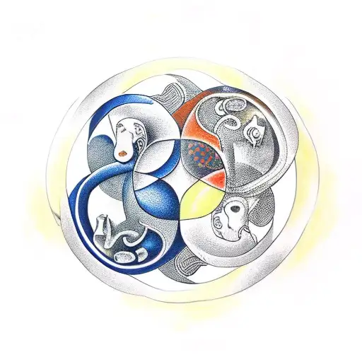 France and Africa as yin yang sign  tattoo design idea