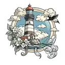 lighthouse with weather segment tattoo design idea