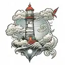 lighthouse with weather segment tattoo design idea