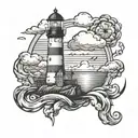 lighthouse with weather segment tattoo design idea