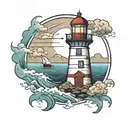 lighthouse with weather segment tattoo design idea