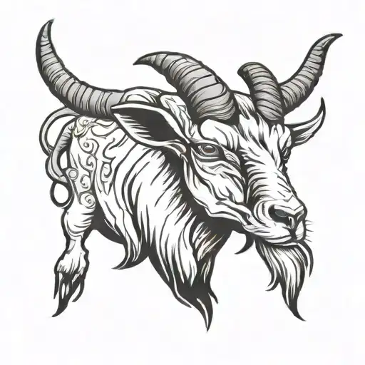 angry goat tattoo design idea