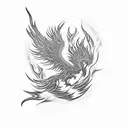 Flaming phoenix rising from the ashes tattoo design idea