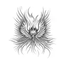 Flaming phoenix rising from the ashes tattoo design idea