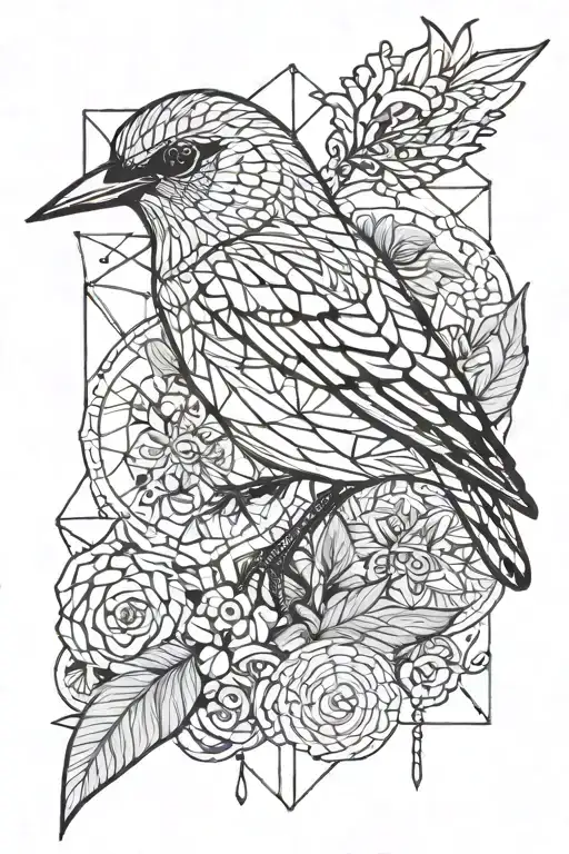 lark bird tattoo design idea