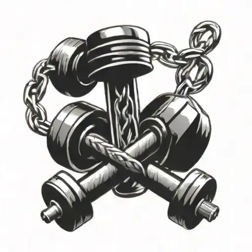 An intricate design of a gym dumbbell intertwined with a bike chain, reflecting the client's love for fitness and biking tattoo design idea