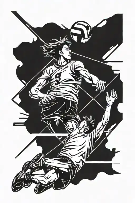 volleyball player spiking tattoo design idea