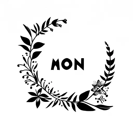 name "mon" with word "o" is fragrance flowers tattoo design idea