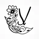 name "mon" with "o" is fragrance flowers tattoo design idea