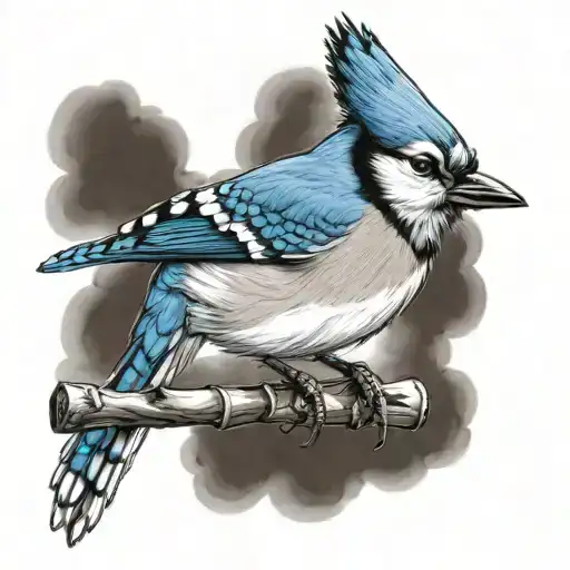 blue jay bird sitting tattoo design idea