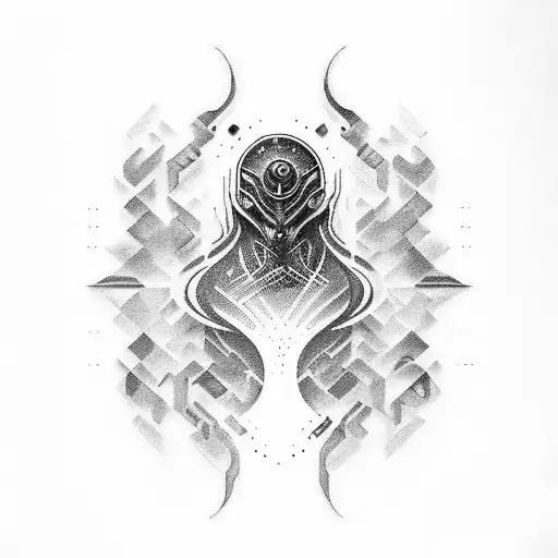 A sci-fi inspired tattoo depicting a divine creature in an abstract style tattoo design idea