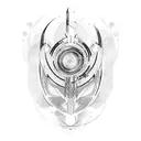 An abstract design of a divine being in a sci-fi setting tattoo design idea