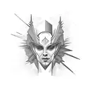 An abstract design of a divine being in a sci-fi setting tattoo design idea