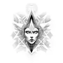 An abstract design of a divine being in a sci-fi setting tattoo design idea
