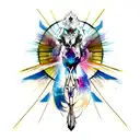 A sci-fi inspired tattoo depicting a divine creature in an abstract style tattoo design idea