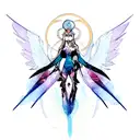 A sci-fi inspired tattoo depicting a divine creature in an abstract style tattoo design idea