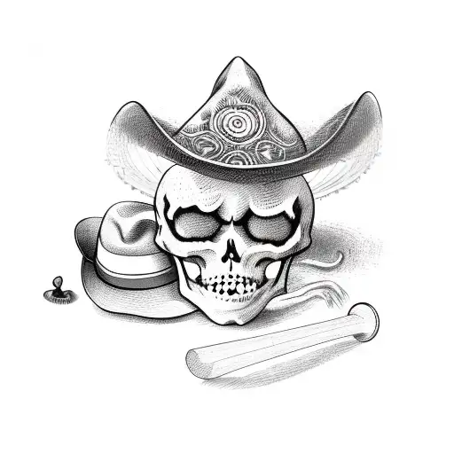 skeleton with sombrero and maraca tattoo design idea