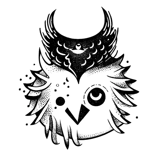 Owlbear with fish tattoo design idea