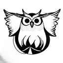 Owlbear with fish tattoo design idea