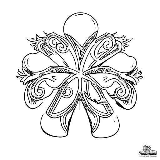 angel on cloud holding a 4 leaf clover tattoo design idea