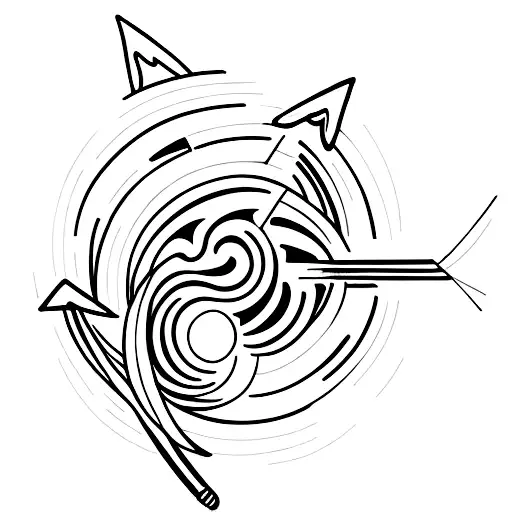 arrow piercing tidal waves tattoo design idea