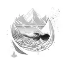 arrow piercing tidal waves tattoo design idea
