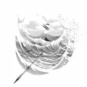 arrow piercing tidal waves tattoo design idea