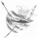 arrow piercing tidal waves tattoo design idea