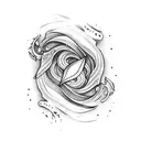 arrow piercing tidal waves tattoo design idea