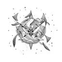 arrow piercing tidal waves tattoo design idea