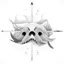 arrow piercing tidal waves tattoo design idea