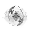 arrow piercing tidal waves tattoo design idea