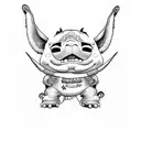 stitch from lilo and stitch with an American flag tattoo design idea