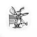 stitch from lilo and stitch with an American flag tattoo design idea